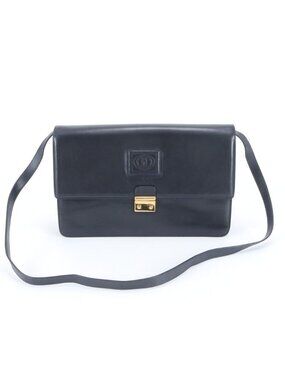 Gucci Vintage Leather Shoulder Bag Crossbody Navy